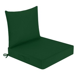 Waterproof Outdoor Chair Cushions 24x24, Outdoor Cushions for Patio Furniture with Removable Cover, Outdoor Deep Seat Patio Cushion Set with Backrest for Sofa, Couch and Patio Chairs, Forest Green