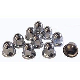 10 Pieces Bullet Style Chrome Plated Steel Lug Nuts Cover Push-ON 33 mm Nut Cap W/Flange
