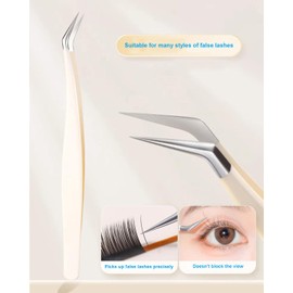 Wimpern-Pinzetten-Set mit Box für Frauen, 2-teiliges Präzisionspinzetten-Set für DIY-Wimpern für Haare, zum Aufheben von Wimpern, Beauty-Werkzeuge mit tragbarer Reisetasche