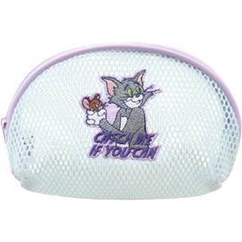 Tees Factory TJ-5544327BL Tom and Jerry Mesh Round Pouch, Blue, H4.5 x W 6.4 x D 2.6 inches (115 x 163 x 65 mm)