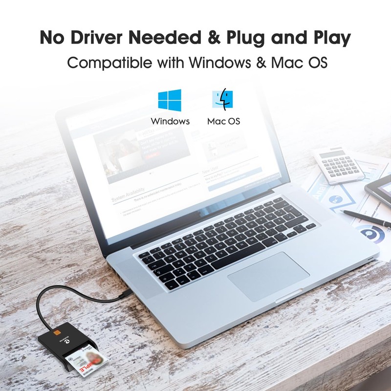 ZOWEETEK Type C CAC Reader, Smart CAC Card Reader USB