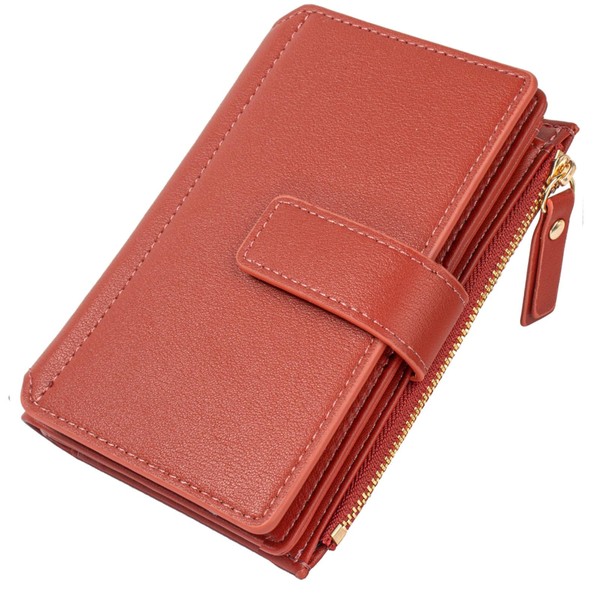KOTORA Womens Small Wallets Leather RFID Blocking Bifold Zipper Coin