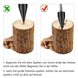 Wood Splitter Screw Cone, 32 mm Drill Cone Wood Splitter, Drill Bit Sets, Wood Splitter Bits, Firewood Splitter Drill Bit with 3 Drill Handles, for Splitting Wood