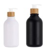 500ml 16.7oz Black Soap Dispenser with Bamboo Pump Refillable Dish