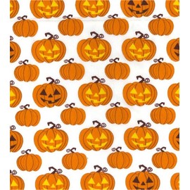 Printed Polycotton Craft Fabric Material - Jack-O'-Lanterns, 1Mtr 110cmx100cm