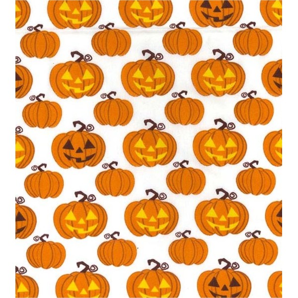 Printed Polycotton Craft Fabric Material - Jack-O'-Lanterns, 1Mtr 110cmx100cm