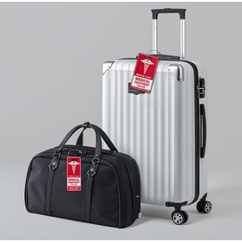 TINNALART Medical Equipment Luggage Tag,Red and White with Steel Cable，Medical Id Tags for Travel