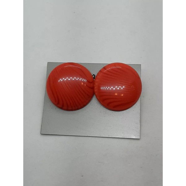 Margaret VTG 80's New Cherry Red Stripe Lucite Button Disc