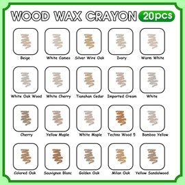 Furniture Markers Touch Up, 20 Colors Wood Filler Sticks, Wood Wax Crayons for Repairing Scratches, Scuffs, Cracks, Holes on Furniture, Floors, Cabinets, Tables, and Doors - Light Color Series