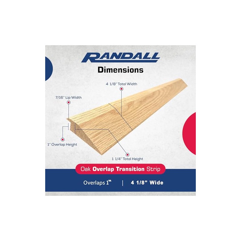 Randall Oak 1inches Overlap Edge Floor Transition 4 1/8inches Wide