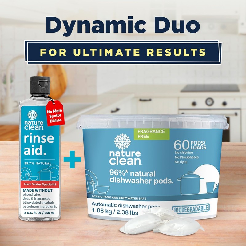 Nature Clean All Natural Dishwasher Pods, Plant-Based Non Toxic Dishwasher