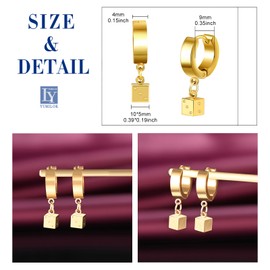 Yumilok Men Punk Style Stainless Steel Earrings Creative Hoops with Dice Drop for Women Black Creole Hip Hop Accessories Novelty Jewellery for Youth