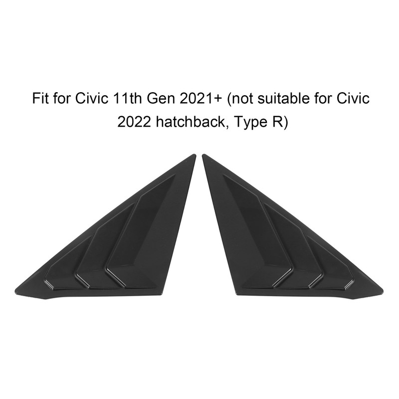 2pcs Rear Left Right Window Louver Bright Black Side Window