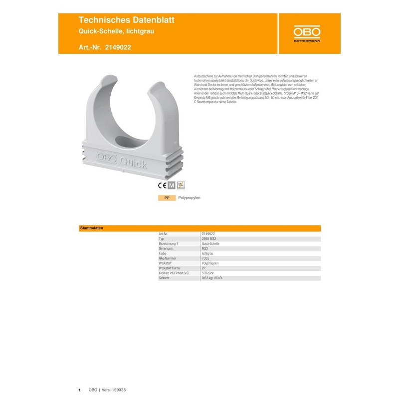 20 x OBO Bettermann M32 Quick Clamps | Clamp |