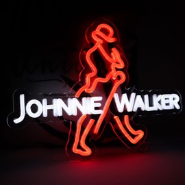 WonderfulLife Scotch Whisky Neon Sign for Johnnie Walker in Bar Pub Man Cave,Bright Orange and White Led Light Suitable for Garage Decor or Business Display,5V USB Powered Easy Hanging.