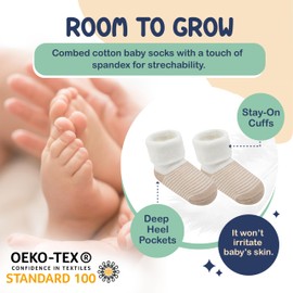 Baby Socks 0-6 Months, Organic Cotton Infant Socks, Unisex, Soft & Hypoallergenic Newborn Socks, 12 Pairs