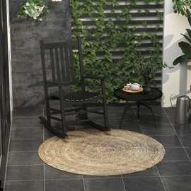 Outsunny Outdoor Rocking Chair, Patio Rocking Chair with Smooth Curves, High Density Wooden Rockers for Lawn Garden Porch, Supports Up to 350lbs, Black