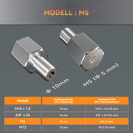 NICEDACK Unisex Bicycle Axle Adapter for M5 Quick Release, Universal Bicycle Clutch Adapter, Inner 5 mm, Outer 10 mm