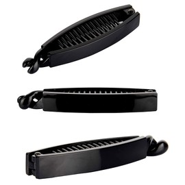 BHARATGAURAV Hair claws clips solid banana for women black colour pack of 6 medium size