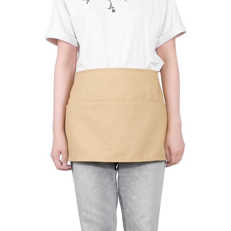 GNEGNI 3 Pockets Waist Apron-Waitress Waiter Server Apron Short Half