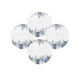 Fall Round Placemats Set of 4 Blue Pumpkin Thanksgiving Place Mats Woven Placemat White Pumpkins Green Leaves Circle Braided Table Mat for Kitchen Dining Table Holiday Party Autumn Decorations 15 Inch