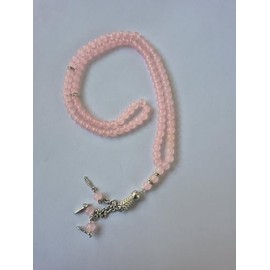 Glass 99 Prayer Misbah Rosary Islamic Tasbeeh Beads Counter Spiritual Round Beads (Pink)