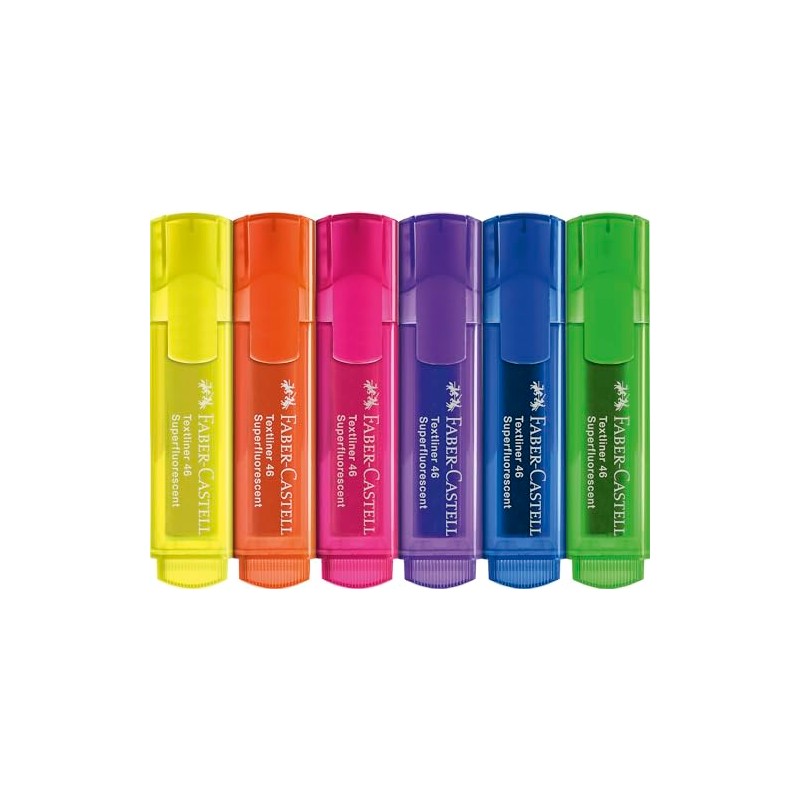 FABER-CASTELL 254646 Highlighter Set 46, Set of 6, Neon Colours,