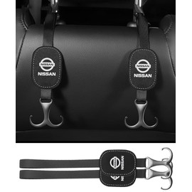 Car Seat Hook, Headrest Hook, Car Storage, Lace-up Hook, Car Hook, Load Capacity 44.1 lbs (20 kg), Car Back Hook, Easy Installation, 2 Pieces (Applicable to Nissan, Black)