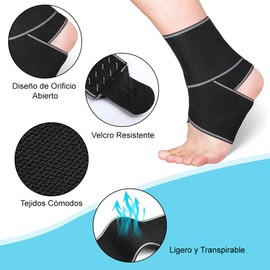 4 PCS Tobillera para Esguince Ortopédica Ajustable, Tobilleras Deportivas de Compresión Estabilizadora para Protección Soporte de Tobillo Antideslizante, para Hombre y Mujer,Fitness,Esguinces (Negro)