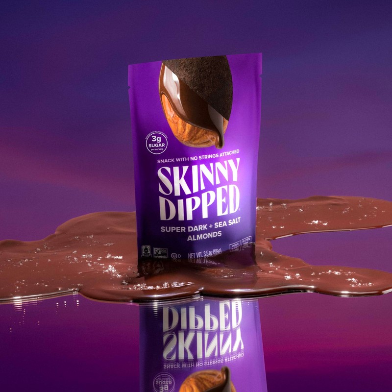 SkinnyDipped Super Dark Chocolate + Sea Salt Almonds, Vegan, Healthy