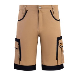 WrightFits Men Cargo Shorts -Work Shorts Safety Combat Summer Shorts - Multi Pockets - Triple Stitched - Durable Workwear (34W) Khaki