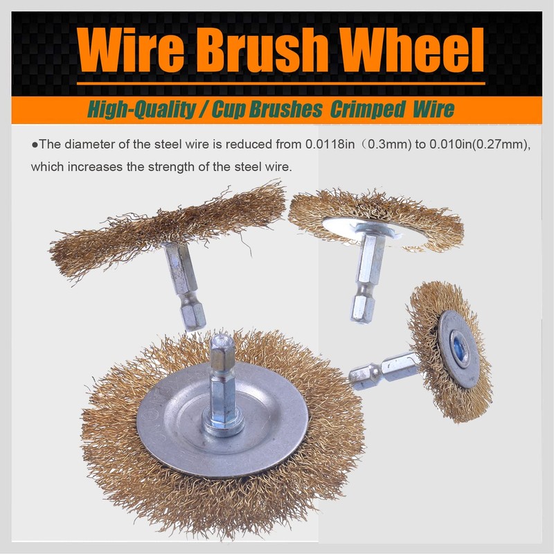 WENORA Wire Brush for Drill, 9 Pcs Brass Wire Wheel