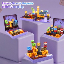 YUEJIDZ Magnetic Building Blocks with Portable Iron Box, 49 Pieces Mini Magnetic Building Blocks, Travel Toy, Montessori Creative Children's Games, Children's Toy for Children from 3 4 5 6 7 8+ Years