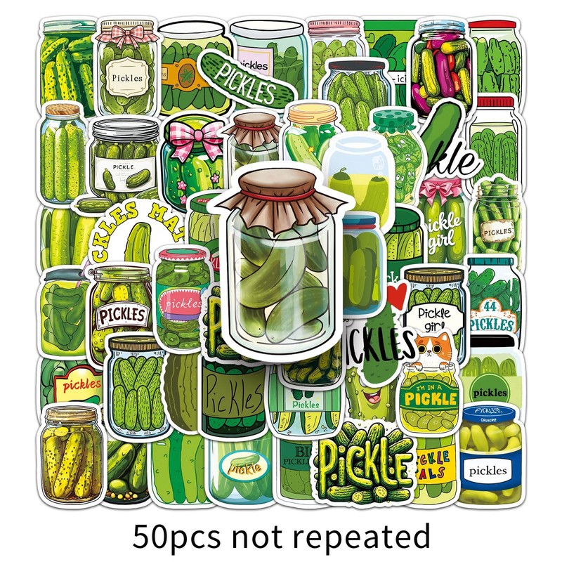 Cucumber Stickers 50 Pcs Vinyl Funny Trendy Pickle Sticker for