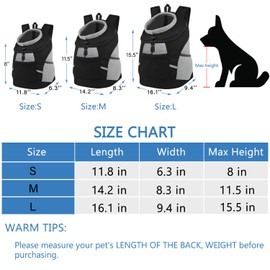 Dog Carrier Backpack Pet Puppy Carrier Front Pack Breathable Head Out Design with Reflective Safe Dog Backpack Carrier for Small Medium Dogs Cats Rabbits