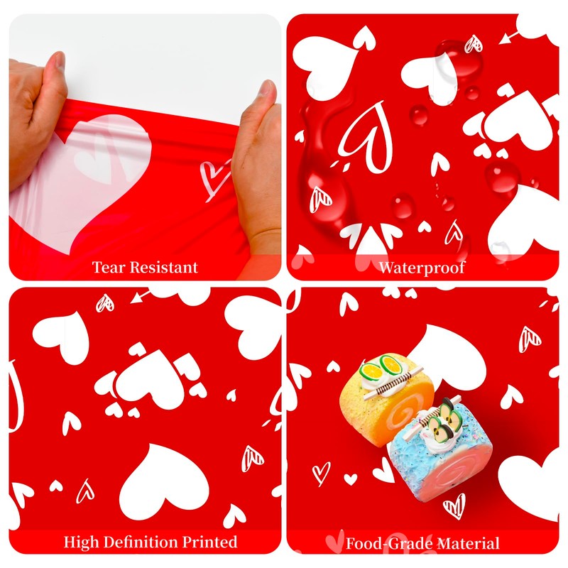 Litmitfu 2 Pack Valentines Tablecloth - Red Heart Valentines Table
