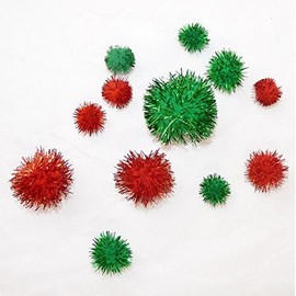 Crafters Square Holiday Craft Tinsel Sparkle Pom-Poms 80ct Pack