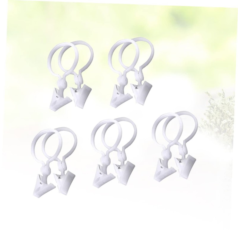Zerodeko Shower Curtain Clips 10pcs 12x6cm Round Stable Plastic for