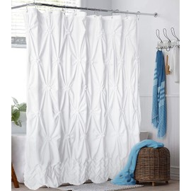 Seasonwood Extra Long 84 Inch Farmhouse Shower Curtain White Fabric Shower Curtain Luxury Large Pinch Pleated Shower Curtains, 72x84 (White)