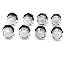 Arcity 8 Pcs 28mm Arcade Push Buttons Flash LED Illuminated Shining Light White Buttons Buttons 5V with Built-in Microswtich for Arcade Machine Video Game Console DIY Kit