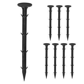 M METERXITY 8-Pack Survey Markers Garden Stakes, 7.9 x 1.3 Inch Plastic Low Profile Survey Stakes Property Line Markers Boundary Anchors Spikes for Tarpaulin/Lawn Border [Black]