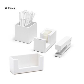 Poppin 10 Piece Set Fresh Start Desk Collection (White)