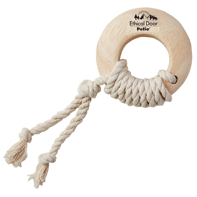 Petio Dog Toy Ethical Door Natural Wood and Rope Dental
