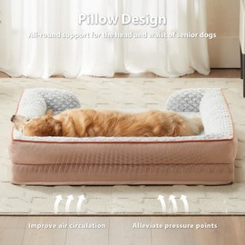 LEXTRO Orthopedic Dog Bed for Large Dogs, Egg Crate Foam Bed for Large Dogs, Equipped with Removable Waterproof Pillow Cover and Anti-Slip Bottom, Pet Bed