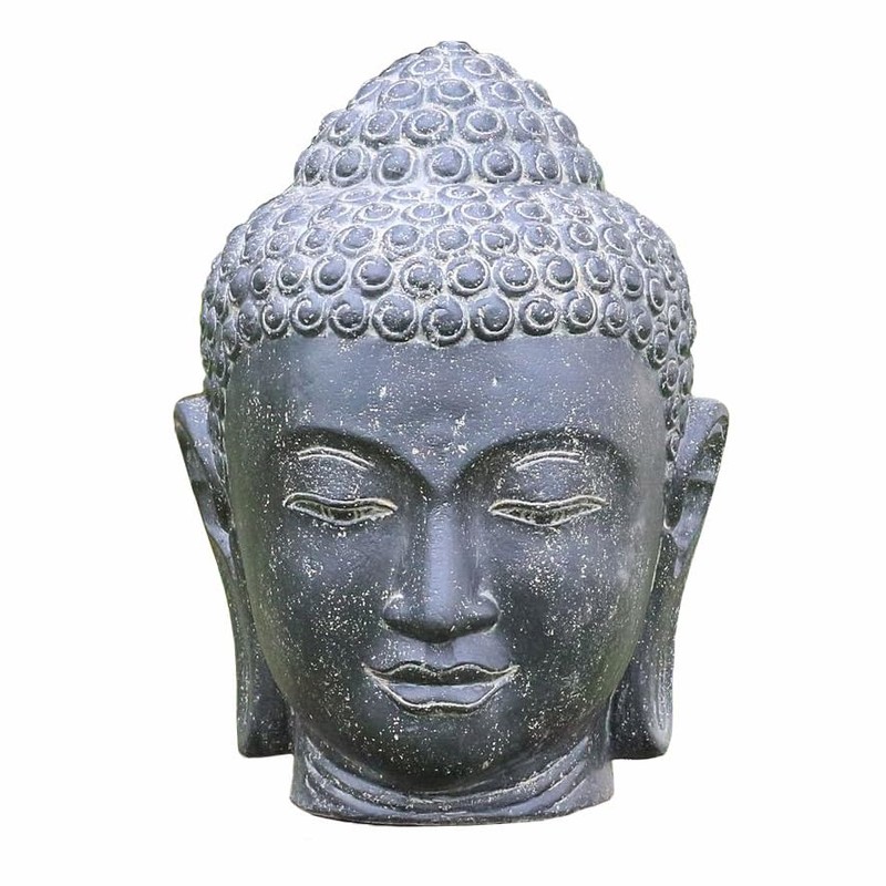 Oriental Galerie Buddha Head Stone Figure Sculpture Stone Lava Sand