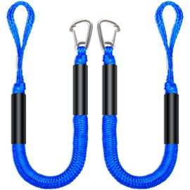 4FT Bungee Boat Dock Line Mooring Rope with Foam Float for Pontoon,Jet Ski, SeaDoo,WaveRunner,Kayak,Boating Gifts for Men,Fishing Boat Accessories,2Pack,4-5.5FT (Blue, 4 Feet)
