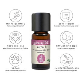 LebensGlück. Patchouli Oil, Organic Natural Essential Oil, 10 ml, Aroma Therapy I Cosmetics