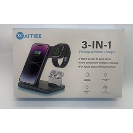 WAITIEE Wireless 3 in 1 Fast Charging Station for Apple Devices 15W- WHITE