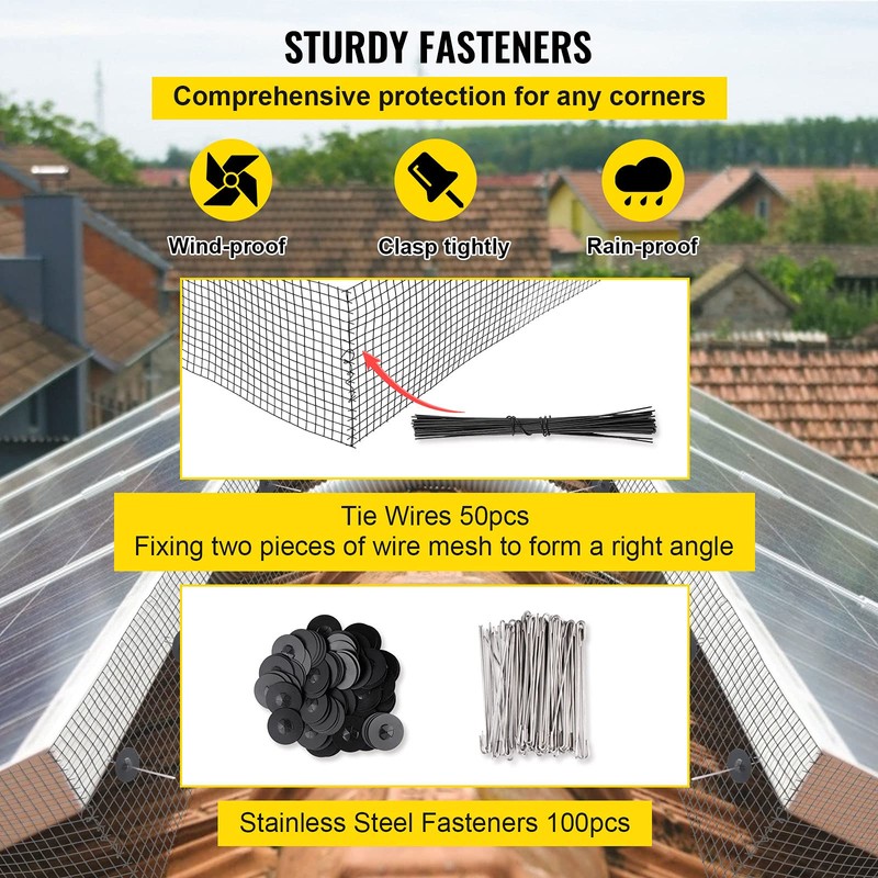 VEVOR 8inch x 98ft, Critter Roll Kit, Solar Panel Bird