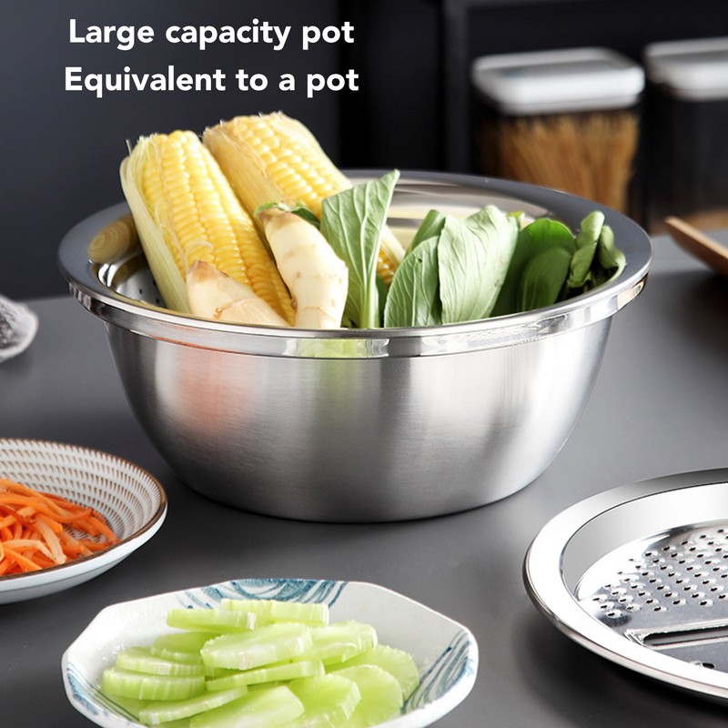 3 In 1 Colander Strainer Set Stainless Steel Rice Washing